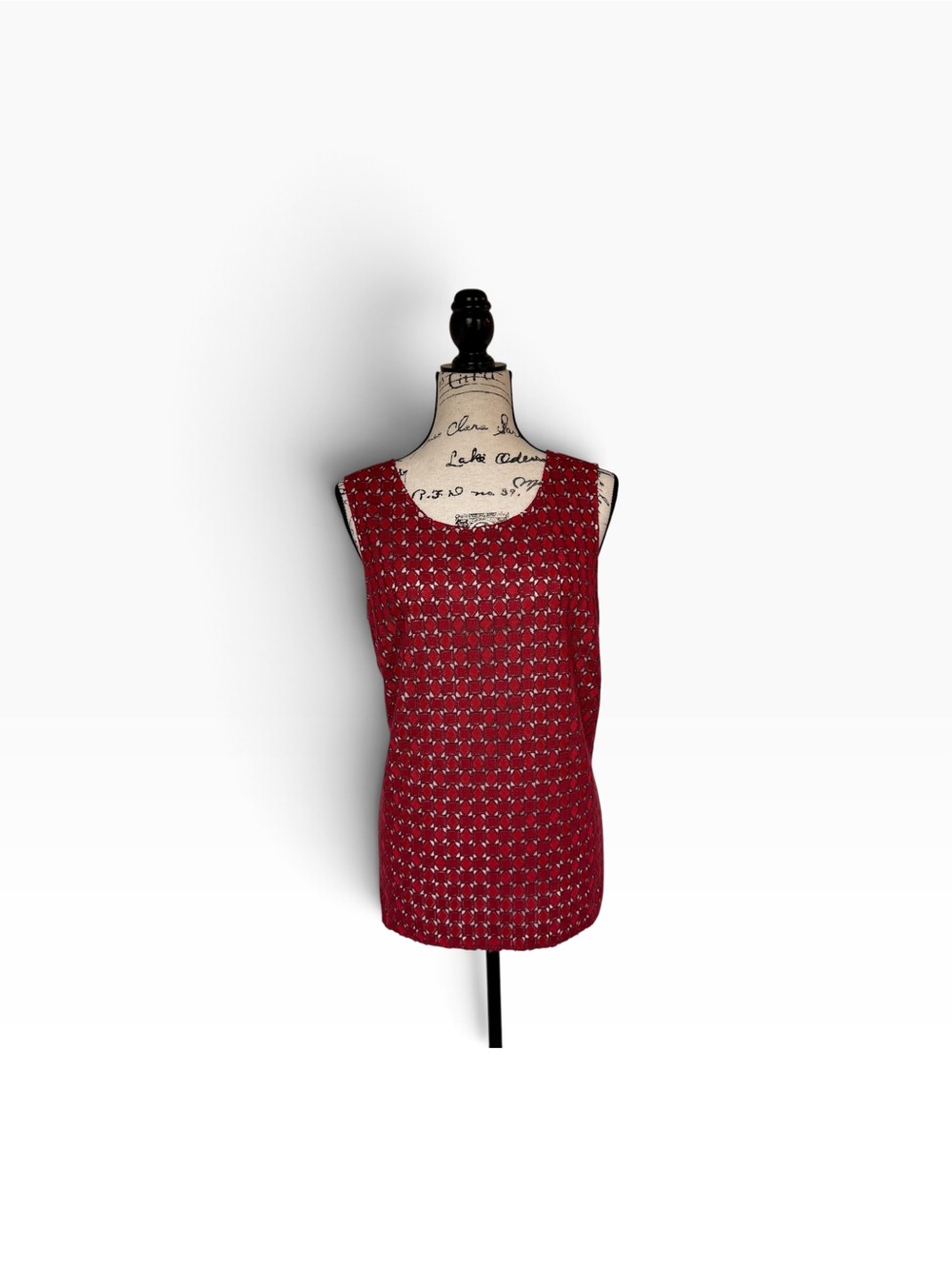 St. John Designer Red Retro Mod Sleeveless Knit Silk Blend Tank Luxury Size M